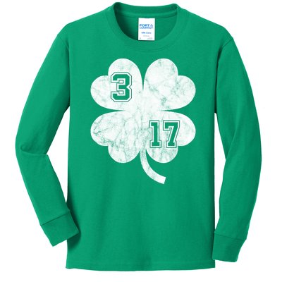 Vintage 317 Irish Clover Kids Long Sleeve Shirt