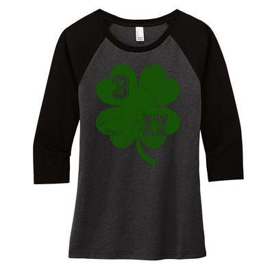 Vintage 317 Irish Clover Women's Tri-Blend 3/4-Sleeve Raglan Shirt