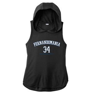 Valenzuela 34 Los Angeles Fernandomania Legend Ladies PosiCharge Tri-Blend Wicking Draft Hoodie Tank