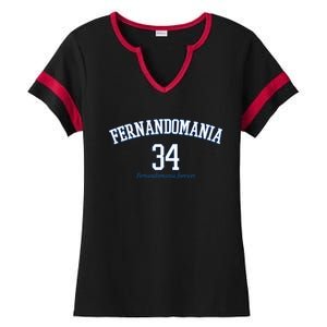 Valenzuela 34 Los Angeles Fernandomania Legend Ladies Halftime Notch Neck Tee