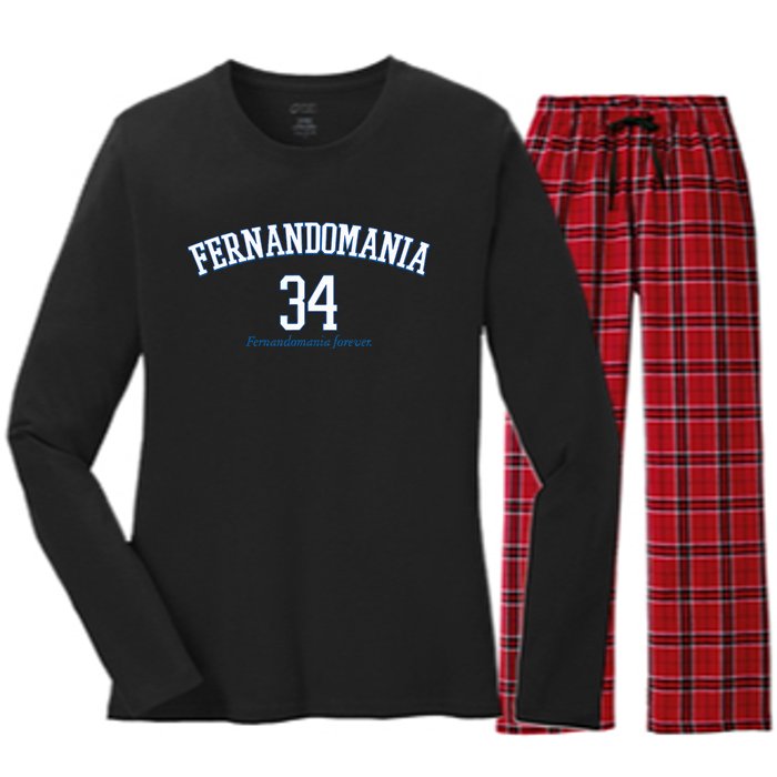 Valenzuela 34 Los Angeles Fernandomania Legend Women's Long Sleeve Flannel Pajama Set 