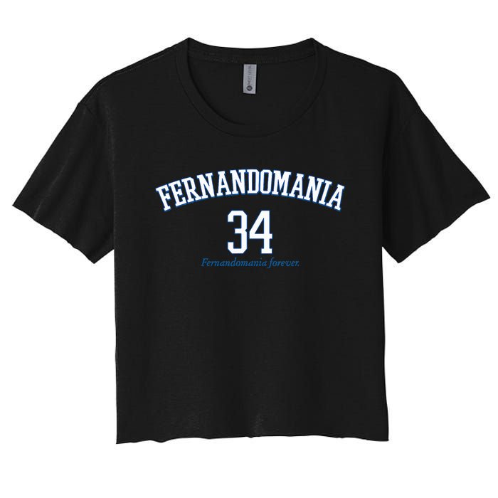 Valenzuela 34 Los Angeles Fernandomania Legend Women's Crop Top Tee