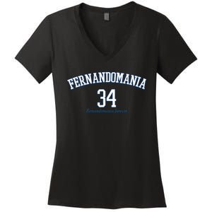 Valenzuela 34 Los Angeles Fernandomania Legend Women's V-Neck T-Shirt