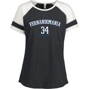 Valenzuela 34 Los Angeles Fernandomania Legend Enza Ladies Jersey Colorblock Tee