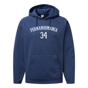 Valenzuela 34 Los Angeles Fernandomania Legend Performance Fleece Hoodie