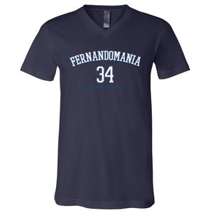 Valenzuela 34 Los Angeles Fernandomania Legend V-Neck T-Shirt