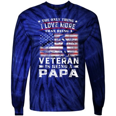 Veteran 365 Papa Veteran Fathers Day Gift Tie-Dye Long Sleeve Shirt