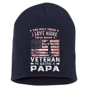 Veteran 365 Papa Veteran Fathers Day Gift Short Acrylic Beanie