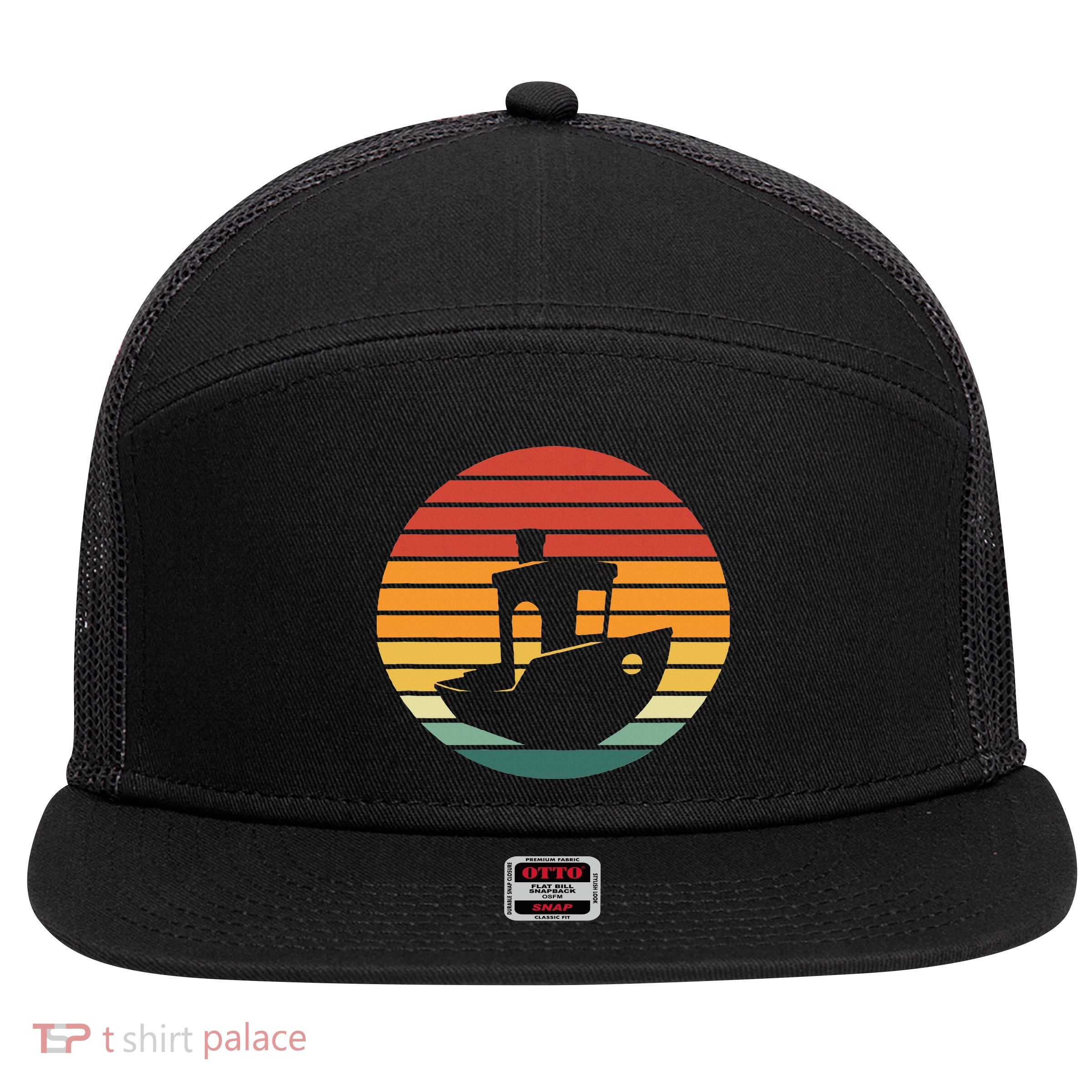 Vintage 3d Printing Benchy Sunset For 3d Printer Maker 7 Panel Mesh Trucker Snapback Hat