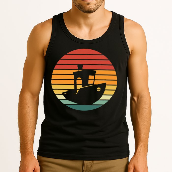 Vintage 3d Printing Benchy Sunset For 3d Printer Maker Tank Top