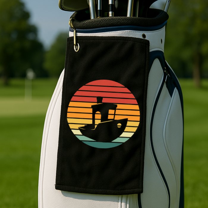 Vintage 3d Printing Benchy Sunset For 3d Printer Maker Golf Towel