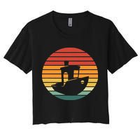 Vintage 3d Printing Benchy Sunset For 3d Printer Maker Crop Top