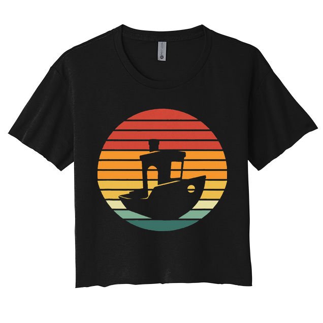 Vintage 3d Printing Benchy Sunset For 3d Printer Maker Crop Top
