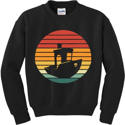 Vintage 3d Printing Benchy Sunset For 3d Printer Maker Kids Sweatshirt