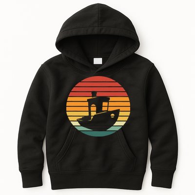 Vintage 3d Printing Benchy Sunset For 3d Printer Maker Kids Hoodie
