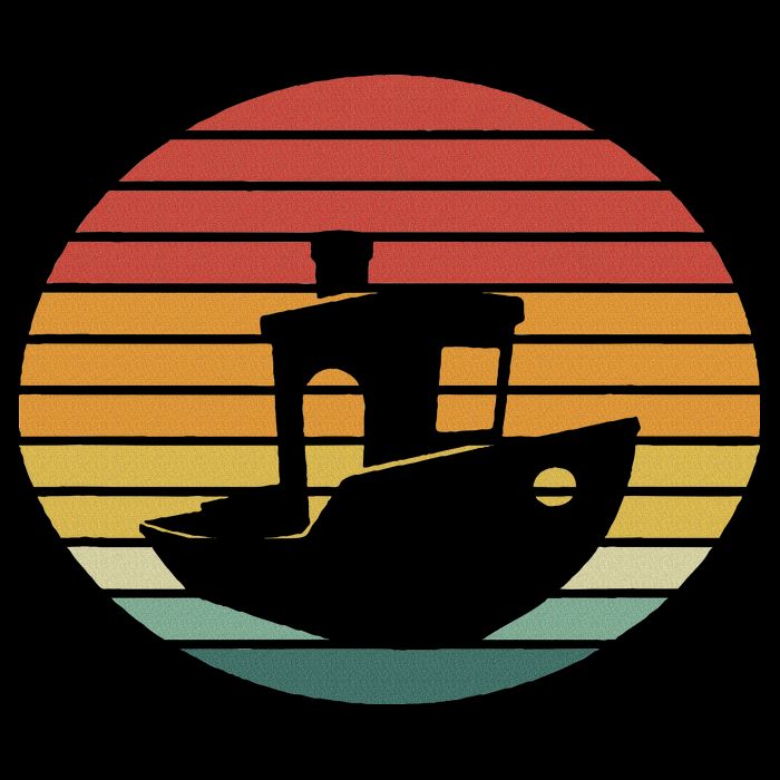Vintage 3d Printing Benchy Sunset For 3d Printer Maker Button