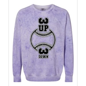 Vertical 3 Up 3 Down Baseball Graphic Tee Mom Dad Top Gift Colorblast Crewneck Sweatshirt