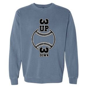 Vertical 3 Up 3 Down Baseball Graphic Tee Mom Dad Top Gift Garment-Dyed Sweatshirt