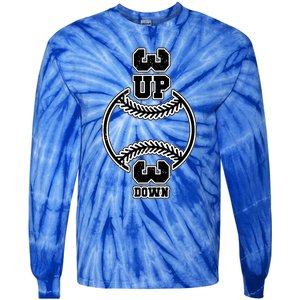 Vertical 3 Up 3 Down Baseball Graphic Tee Mom Dad Top Gift Tie-Dye Long Sleeve Shirt