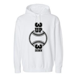 Vertical 3 Up 3 Down Baseball Graphic Tee Mom Dad Top Gift Garment-Dyed Fleece Hoodie