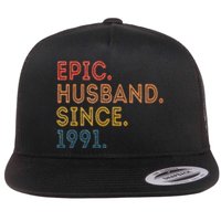 Vintage 32-Year Wedding Anniversary Epic Husband Since 1991 Flat Bill Trucker Hat