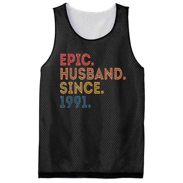 Vintage 32-Year Wedding Anniversary Epic Husband Since 1991 Mesh Reversible Basketball Jersey Tank