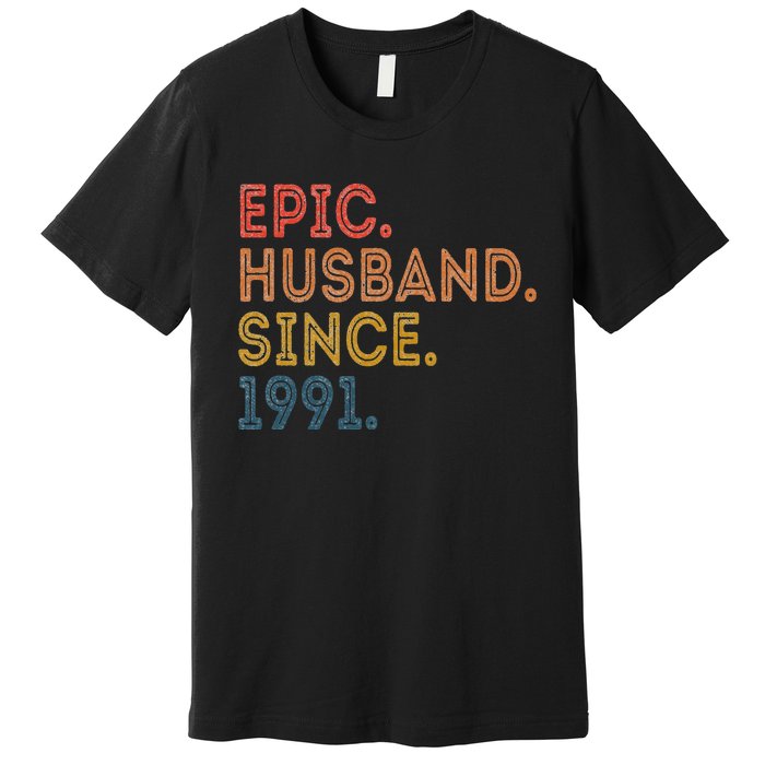 Vintage 32-Year Wedding Anniversary Epic Husband Since 1991 Premium T-Shirt