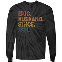 Vintage 32-Year Wedding Anniversary Epic Husband Since 1991 Tie-Dye Long Sleeve Shirt