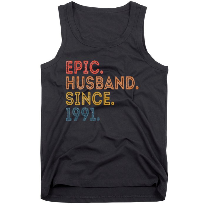 Vintage 32-Year Wedding Anniversary Epic Husband Since 1991 Tank Top