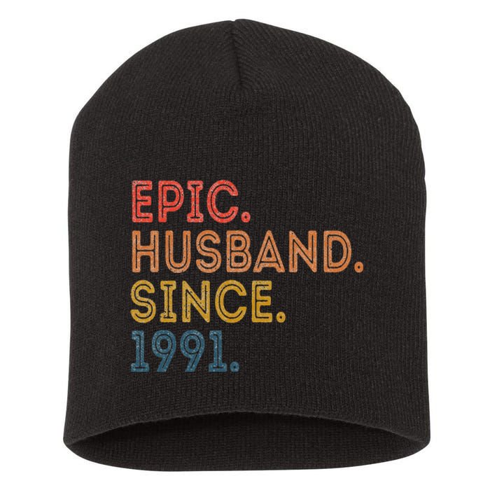 Vintage 32-Year Wedding Anniversary Epic Husband Since 1991 Short Acrylic Beanie