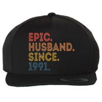 Vintage 32-Year Wedding Anniversary Epic Husband Since 1991 Wool Snapback Cap