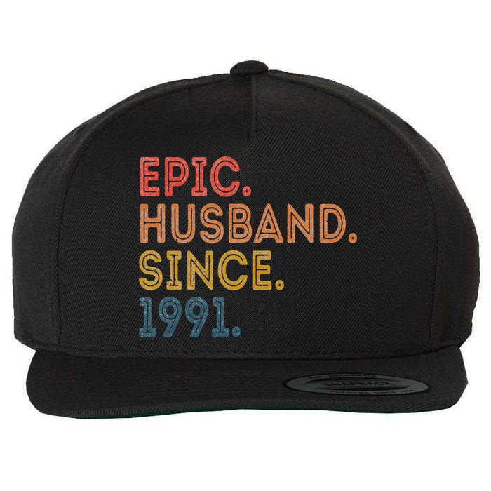 Vintage 32-Year Wedding Anniversary Epic Husband Since 1991 Wool Snapback Cap