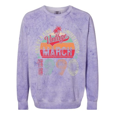 Vintage 33 Year Old March 1990 Limited Edition 33rd Birthday Colorblast Crewneck Sweatshirt