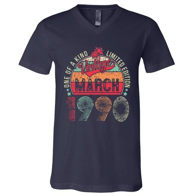 Vintage 33 Year Old March 1990 Limited Edition 33rd Birthday V-Neck T-Shirt