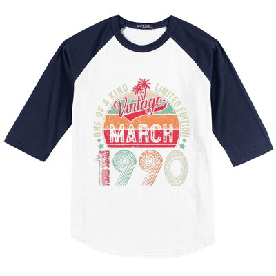 Vintage 33 Year Old March 1990 Limited Edition 33rd Birthday Baseball Sleeve Shirt