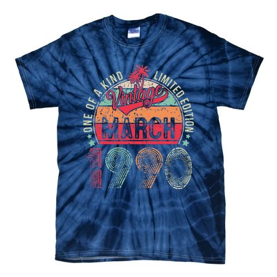 Vintage 33 Year Old March 1990 Limited Edition 33rd Birthday Tie-Dye T-Shirt