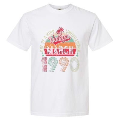 Vintage 33 Year Old March 1990 Limited Edition 33rd Birthday Garment-Dyed Heavyweight T-Shirt