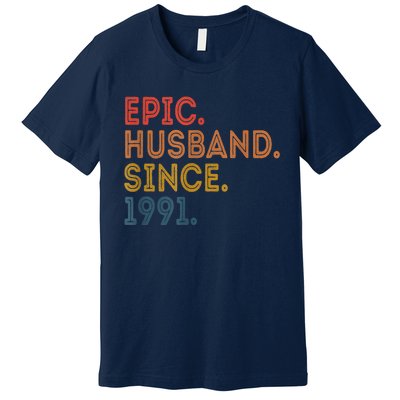 Vintage 32 Year Wedding Anniversary Epic Husband Since 1991 Premium T-Shirt