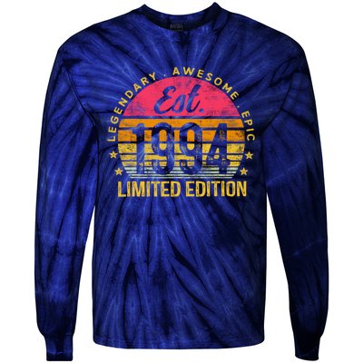 Vintage 30 Year Old Est 1994 Limited Edition 30th Birthday Tie-Dye Long Sleeve Shirt