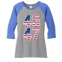 Vintage 45 47 Squared Trump 2024 Election Gift Gift Women's Tri-Blend 3/4-Sleeve Raglan Shirt