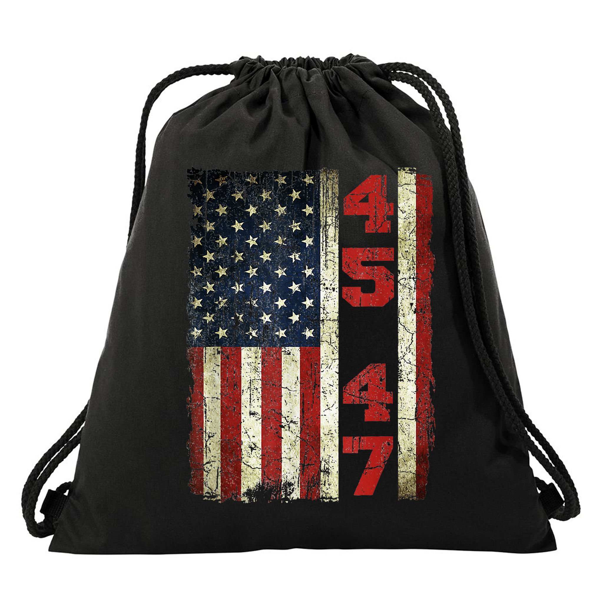 Vintage 45 47 America Flag Drawstring Bag