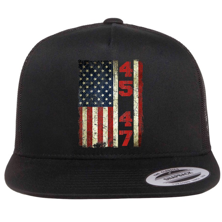 Vintage 45 47 America Flag Flat Bill Trucker Hat
