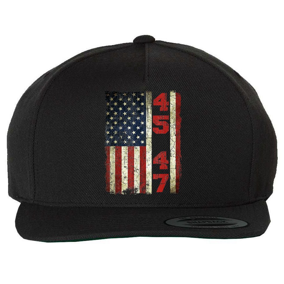 Vintage 45 47 America Flag Wool Snapback Cap