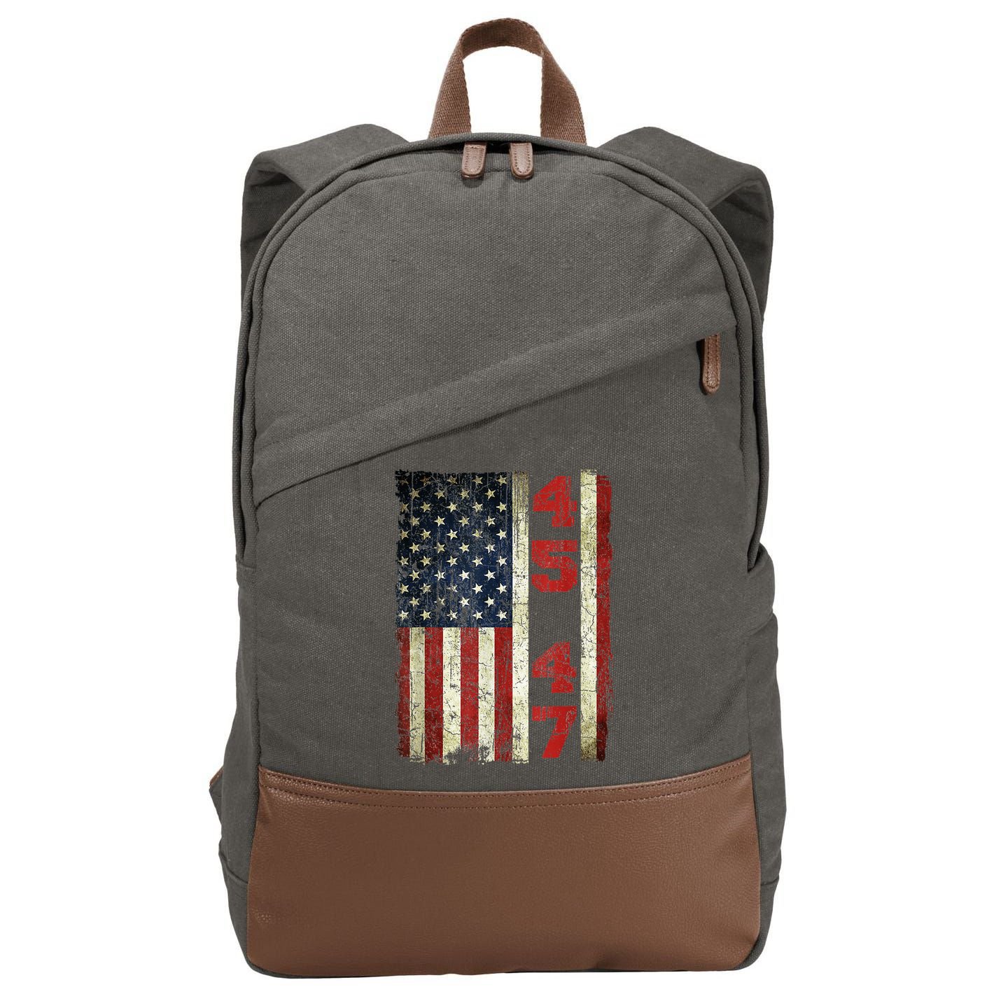 Vintage 45 47 America Flag Cotton Canvas Backpack