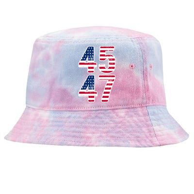 Vintage 45 47 Squared Trump 2024 Election Gift Gift Tie-Dyed Bucket Hat