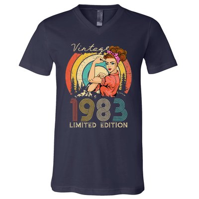 Vintage 40th Birthday Gift Ideas For Women, Best Of 1983 V-Neck T-Shirt