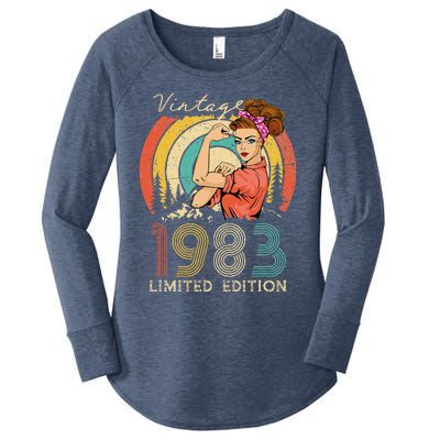 Vintage 40th Birthday Gift Ideas For Women, Best Of 1983 Women's Perfect Tri Tunic Long Sleeve Shirt