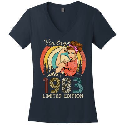 Vintage 40th Birthday Gift Ideas For Women, Best Of 1983 Women's V-Neck T-Shirt