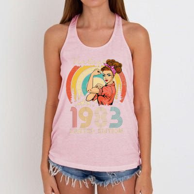 Vintage 40th Birthday Gift Ideas For Women, Best Of 1983 Women's Knotted Racerback Tank