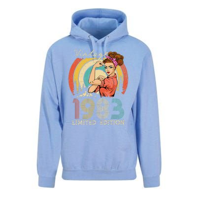 Vintage 40th Birthday Gift Ideas For Women, Best Of 1983 Unisex Surf Hoodie